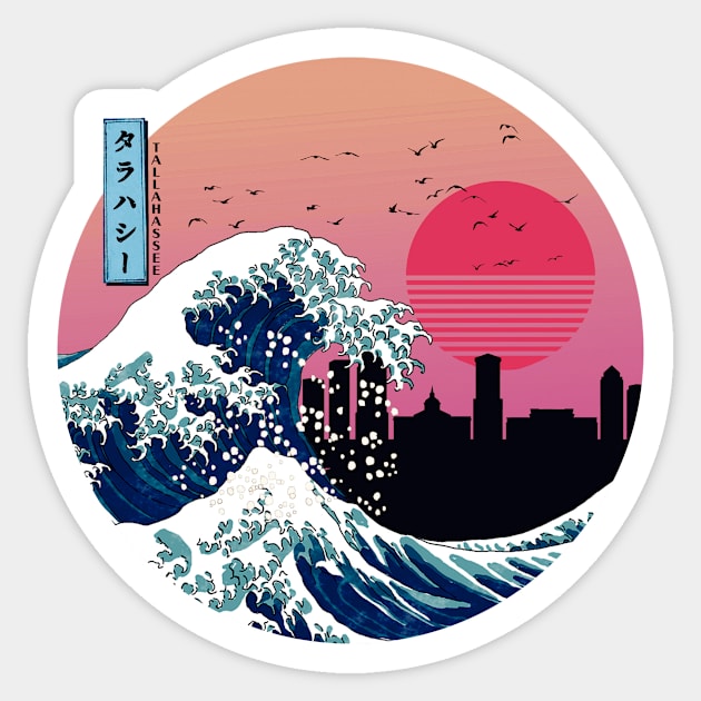 Tallahassee Kanagawa Wave Retro Sticker by Ferrazi